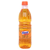 Kent Boringer - Corn Oil - 750ml comes in a plastic bottle with an orange cap and label showing corn, featuring multilingual text and a high smoke point for versatile cooking.